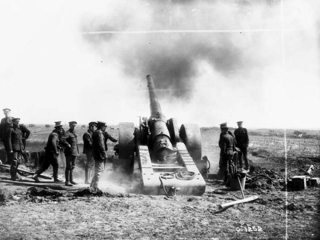 A Large Calibre Gun Firing Over Vimy Ridge, April 1917