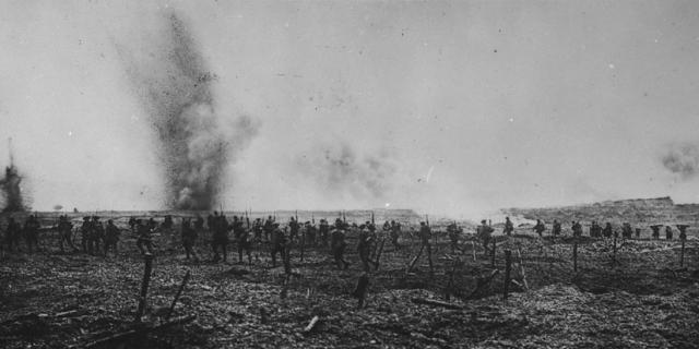 Canadian Soldiers Advancing Through German Wire Entanglements, Vimy Ridge, France, April 1917