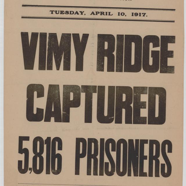 Front Page, Daily Mail, Tuesday, April 10, 1917, Reporting The Number Of German Prisoners Captured At Vimy Ridge