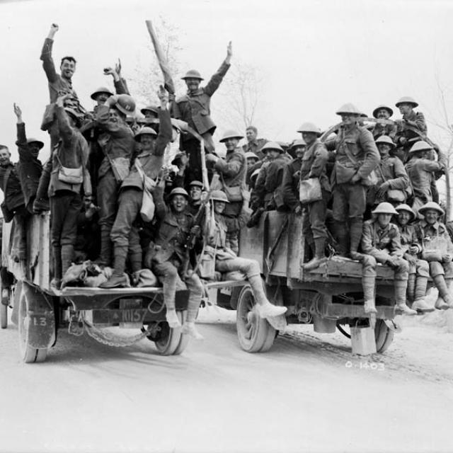 Jubilant Canadian Soldiers Return To Their Billets After The Battle Of Vimy Ridge, May 1917